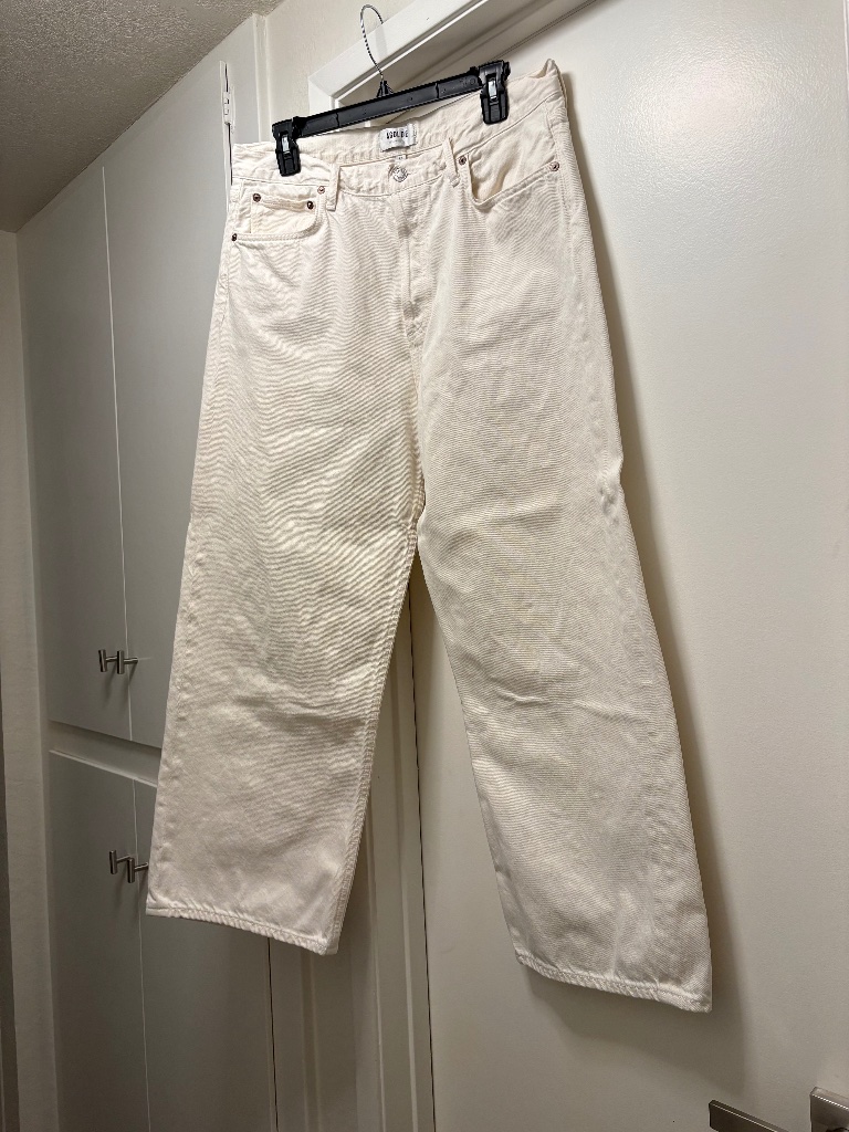 Agolde Wide Leg Cream Colored 100% Cotton Jeans - Size 32